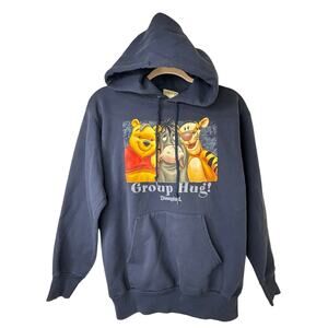 Md VTG Disneyland Winnie the Pooh Tigger Eeyore Group Hug Hoodie Sweatshirt Y2K